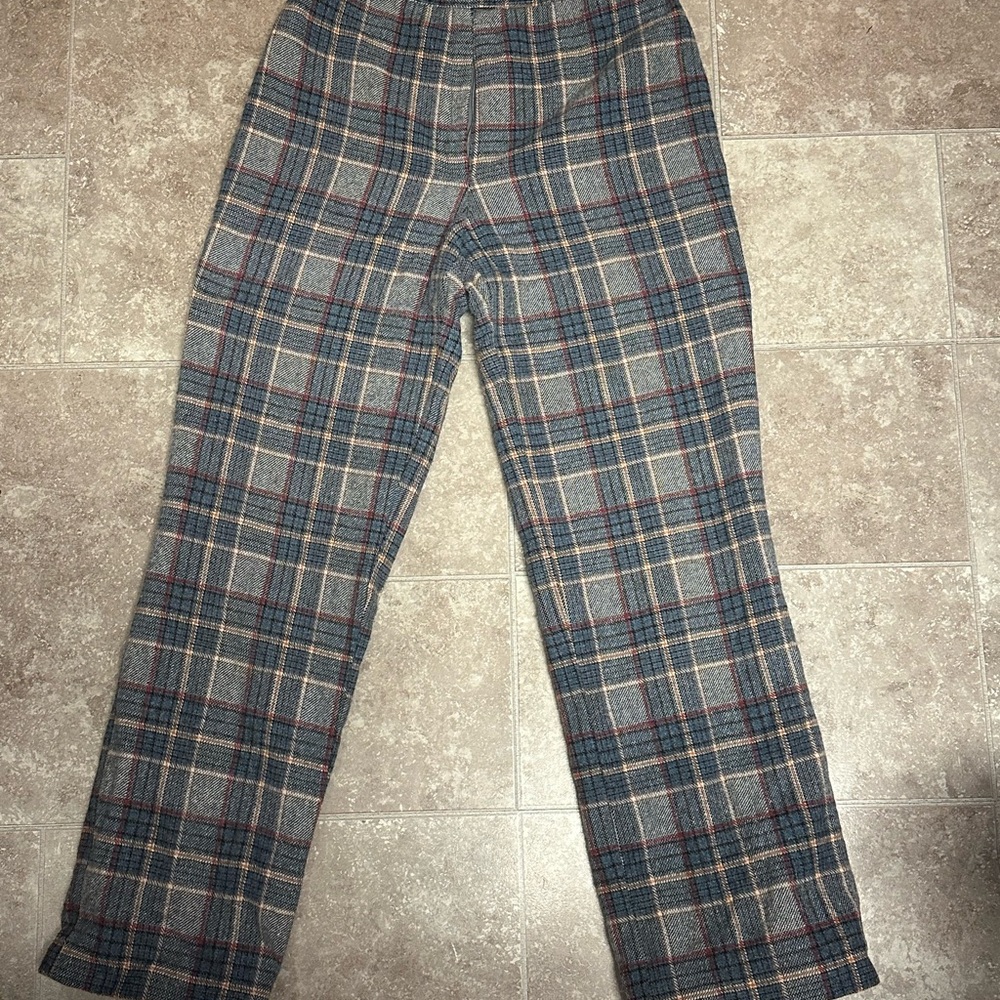 Vintage Tiktiner Gray, Blue, and Red Plaid Trousers